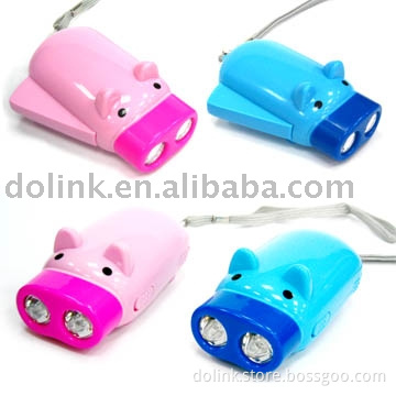 LED Hand-press Flashlight Made of ABS in Rechargeable Design